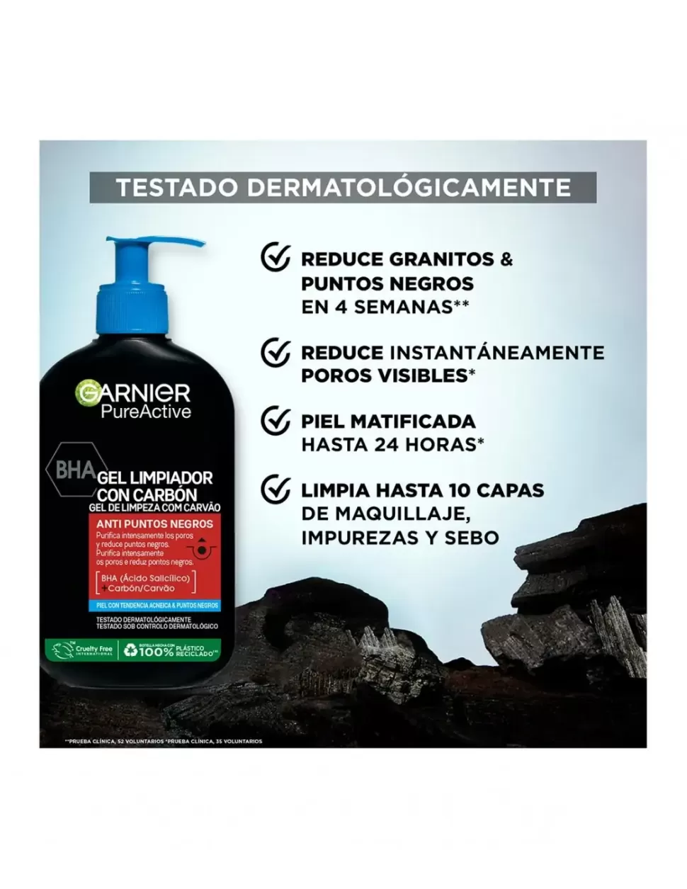 GARNIER Pure Active Gel Limpiador Con Carbon Anti Puros Negro Clearance